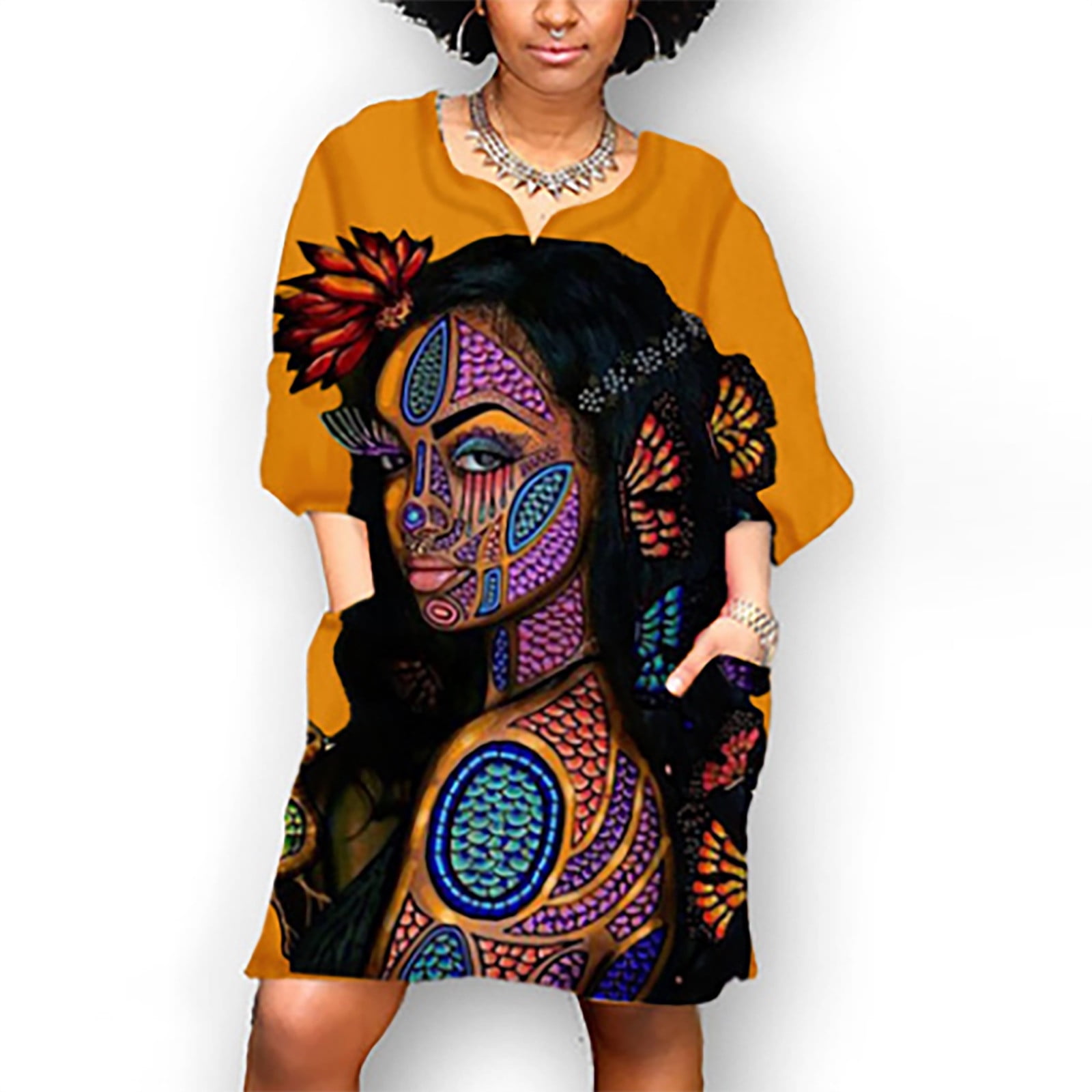 Abdallah Ankara African Print Sleeveless Flared Hem Dress - African Clothing  Store | JT Aphrique